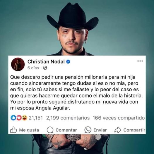 ChristianNodal cree que su hija “Inti” no es de él por lo que le respon…ver mas
